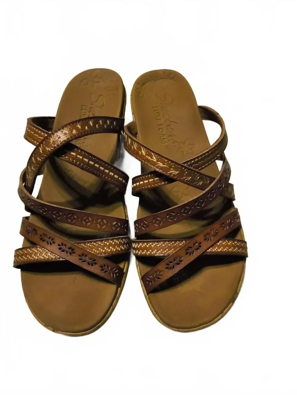 Skechers Brown Strappy Wedge Sandals Size 8